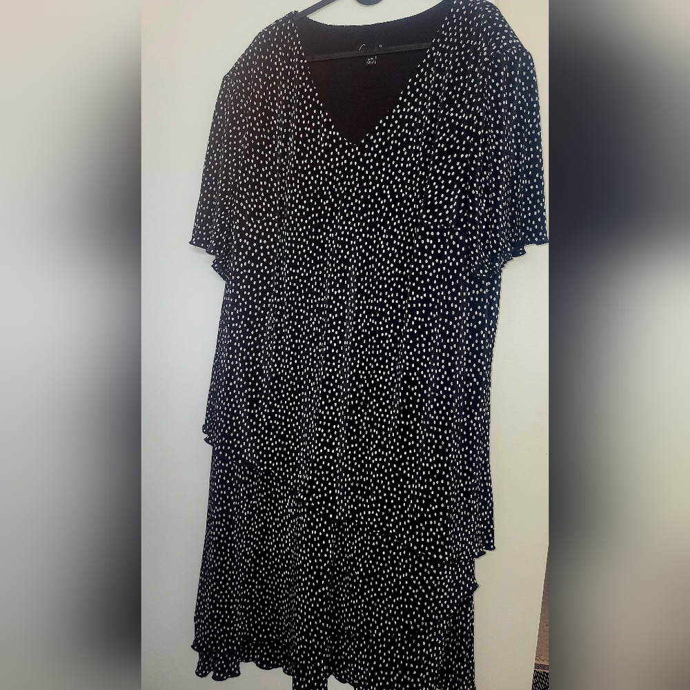 Connected Apparel Black Dress with White Dots